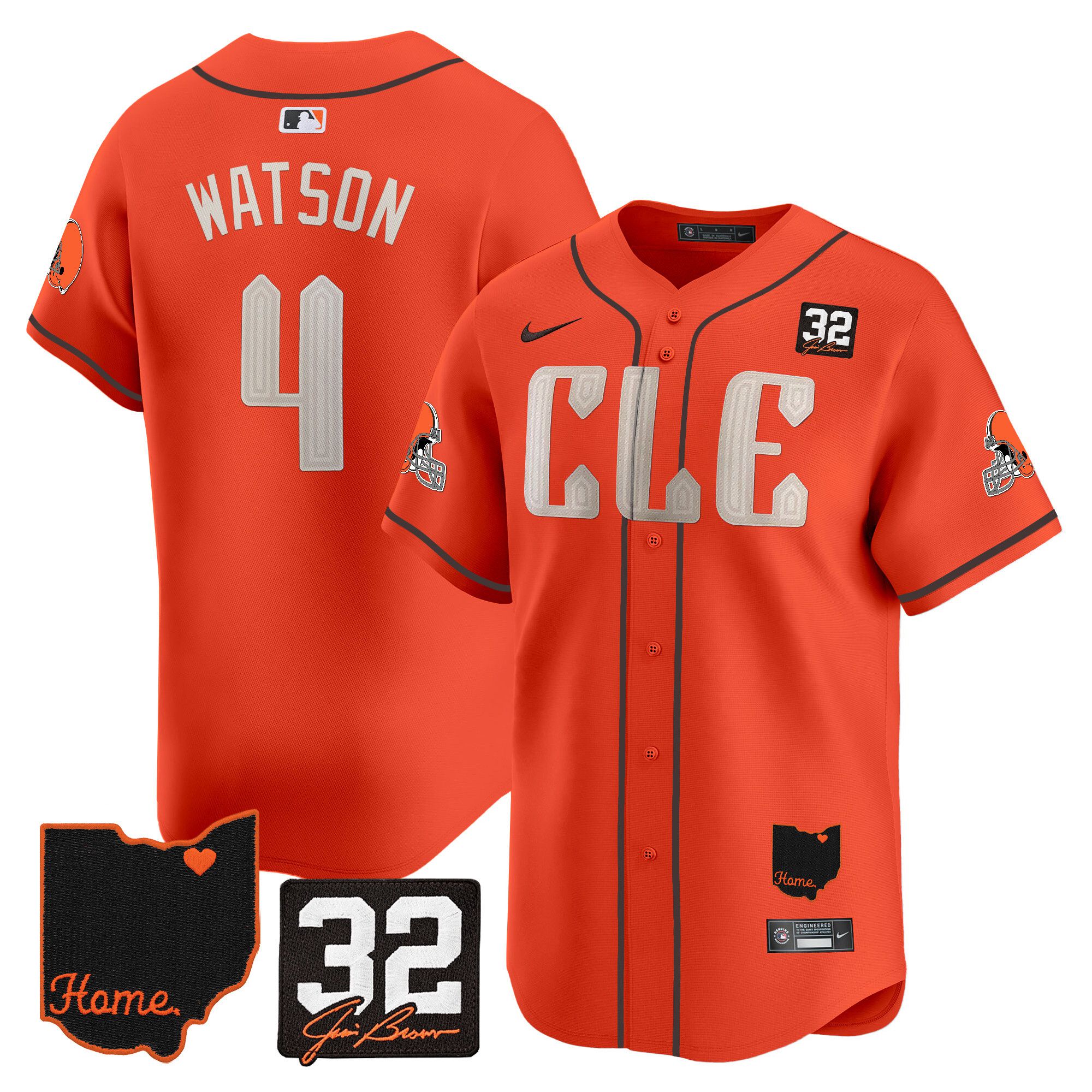 Men Cleveland Browns #4 Watson Orange Home Patch Vapor Premier Limited 2024 Nike NFL Jersey
